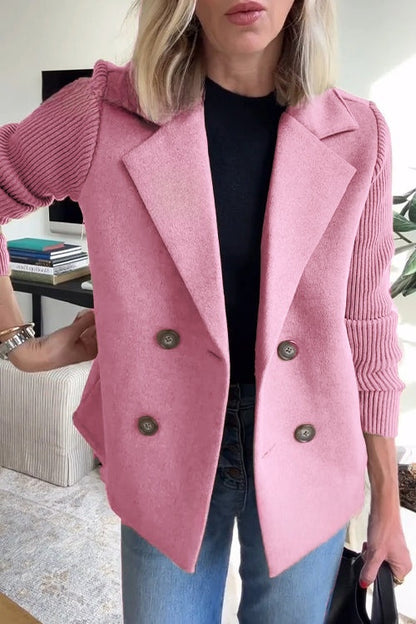Women's Elegant Wool Stitching Coat