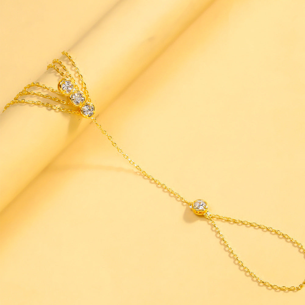 Rhinestone Layered Finger Chain Bracelet