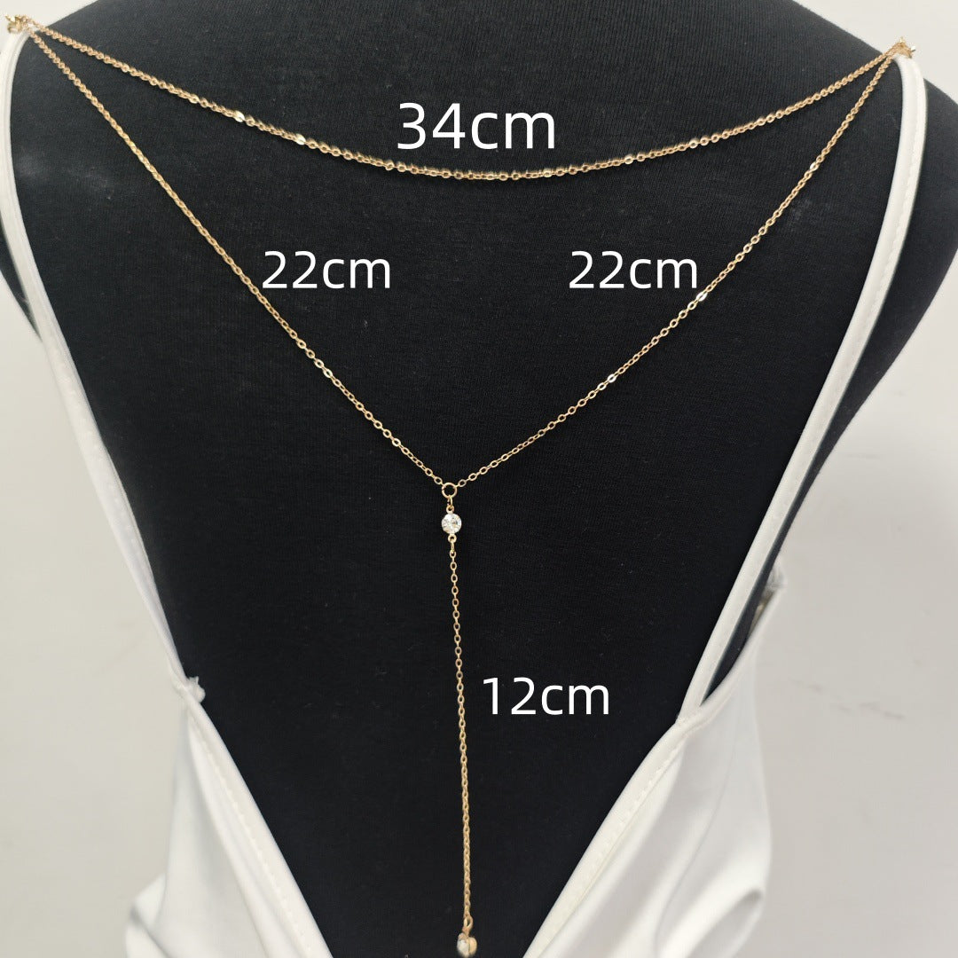 Y-Shaped Rhinestone Pendant Necklace