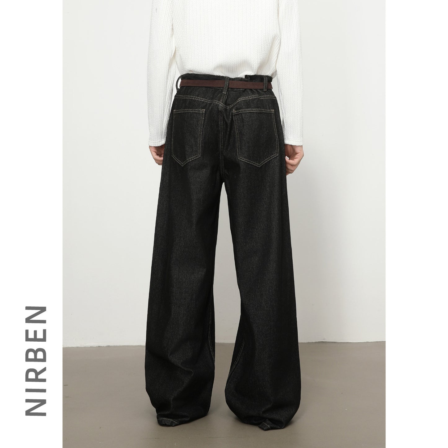 Straight Wide Leg Denim Pants
