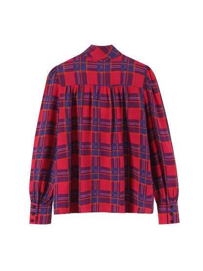Womens Plaid Bow Tie Shirt
