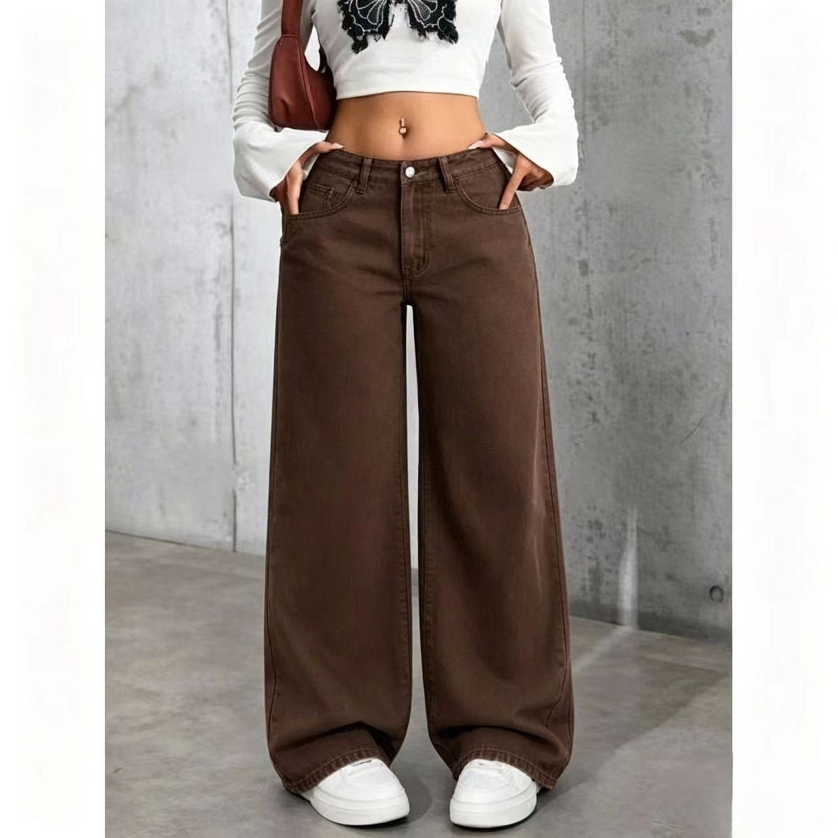 Women's High Waisted Retro Straight Leg Denim Pants