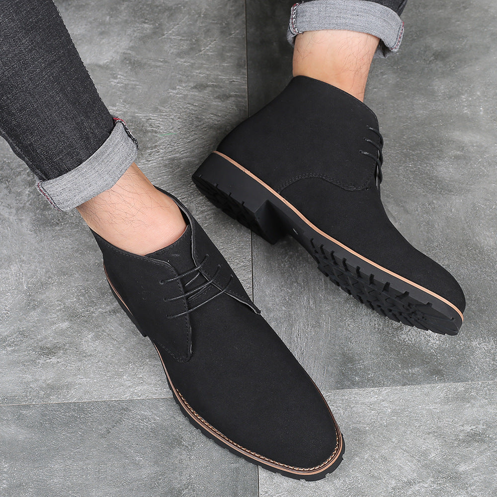 Mens Pointed Toe Leather Martin Boots