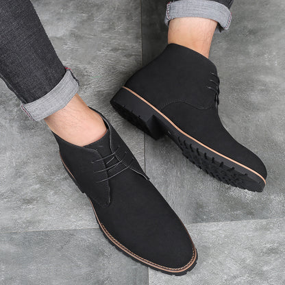 Mens Pointed Toe Leather Martin Boots