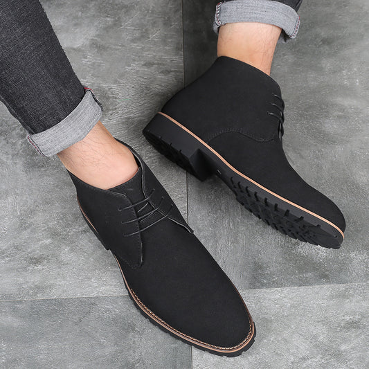 Mens Pointed Toe Leather Martin Boots