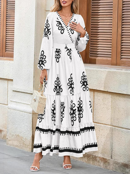 Bohemian Floral Long Sleeve Dress