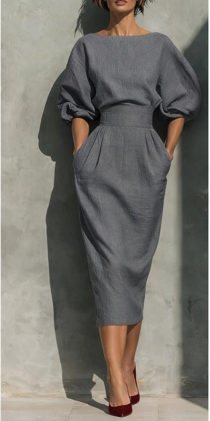 Elegant Boat Neck A Line Dress