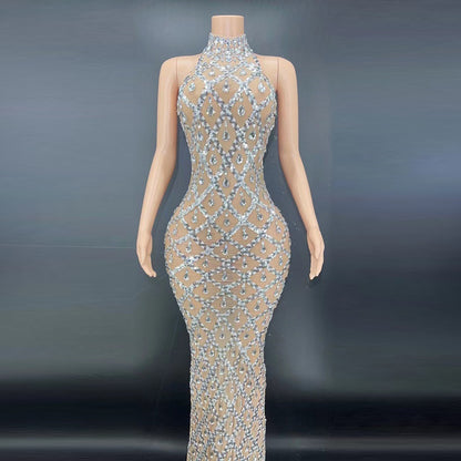 Rhinestone Silver Dress Plus Size