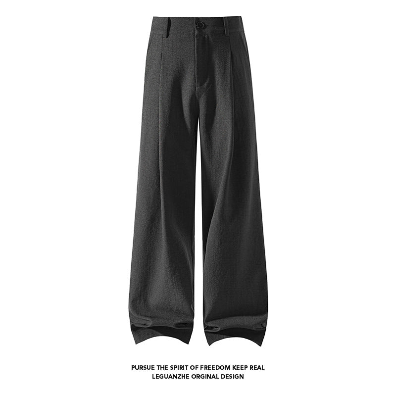 Loose Wide-Leg Straight Floor-Length Trousers