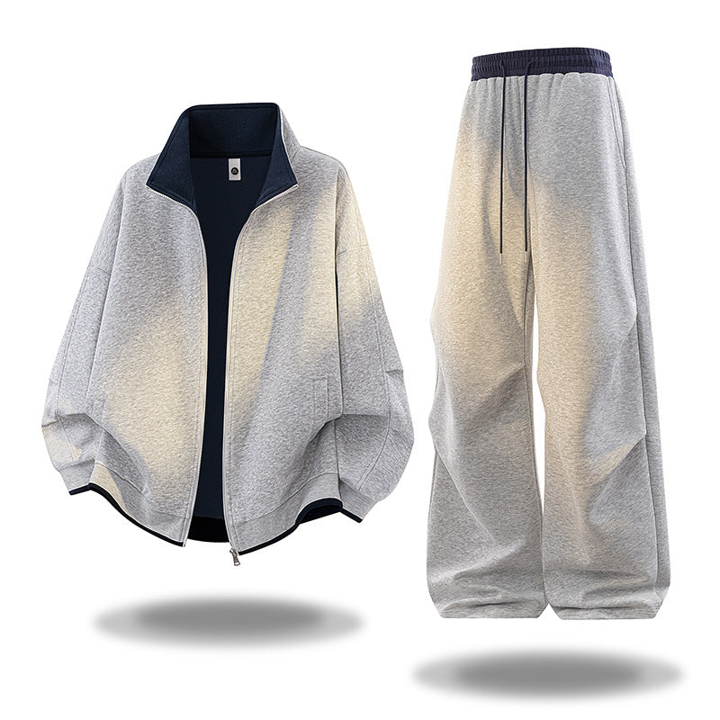 Mens Retro Cotton Blend Cardigan and Pants Set