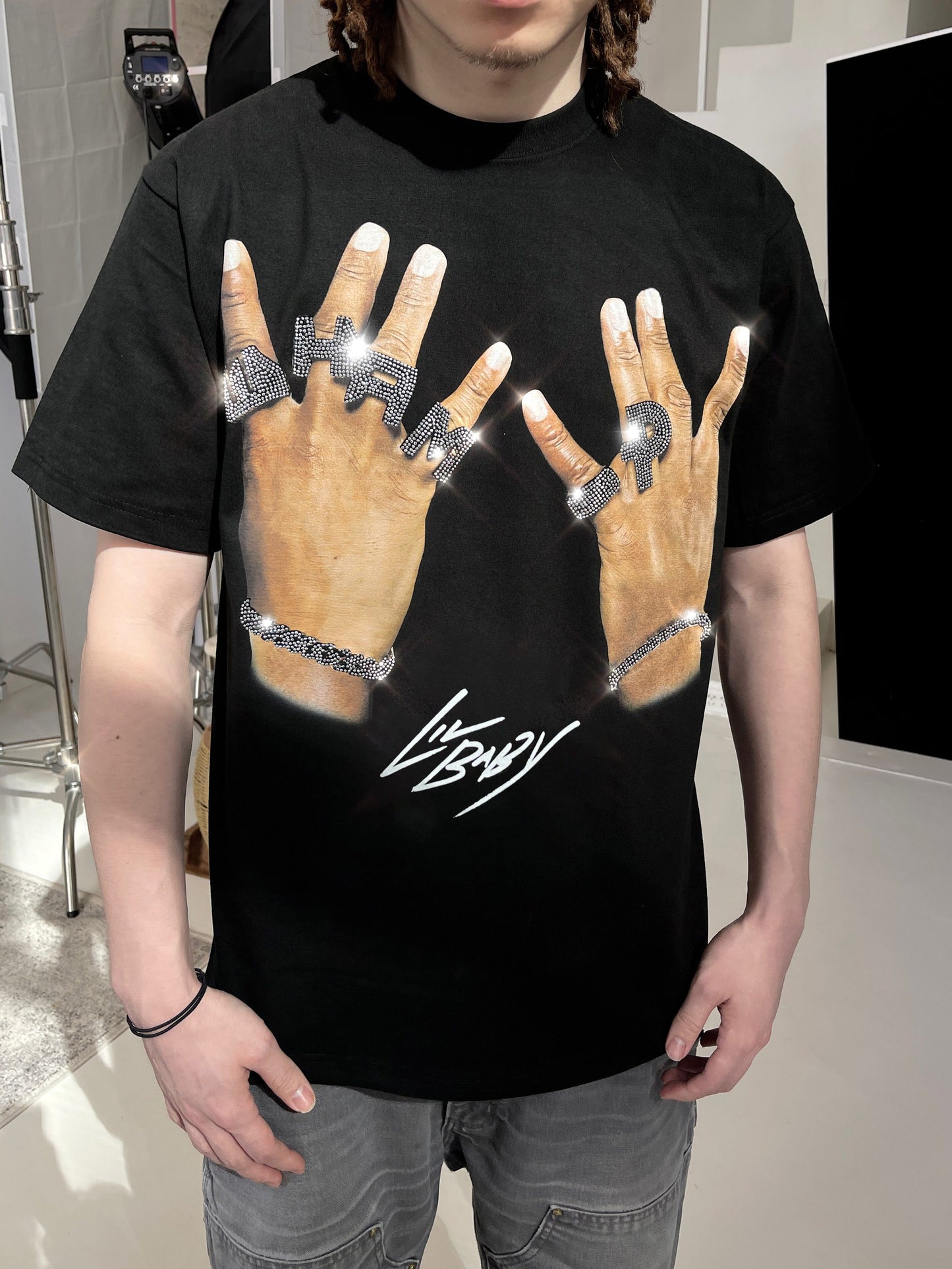 Lil Baby Vintage T-shirt met strasssteentjes