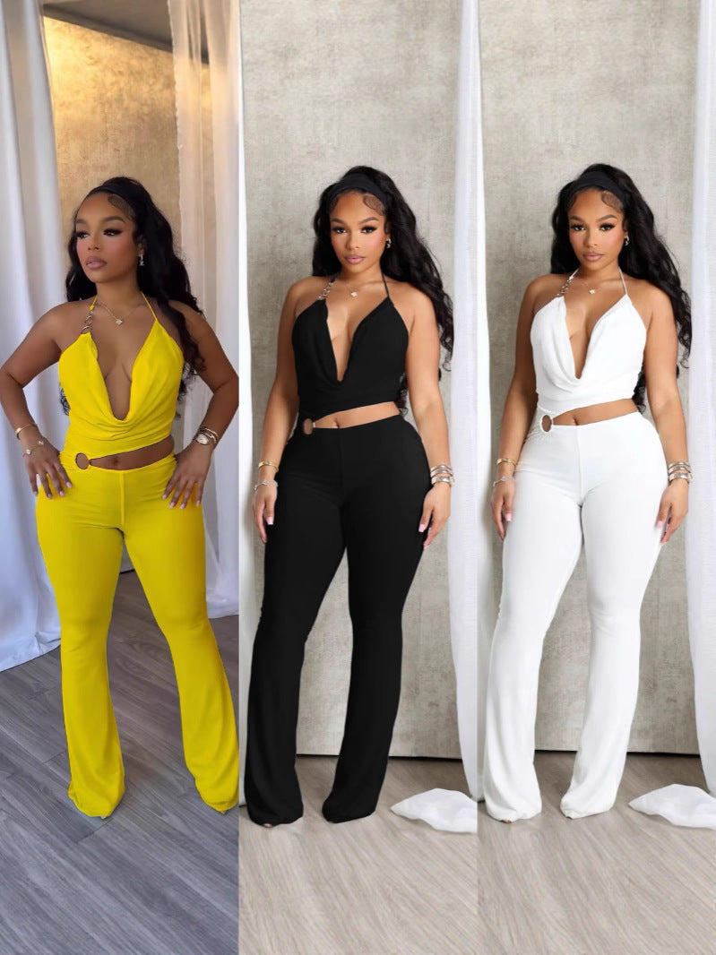 Women's Halter Neck Hollow-Out Jumpsuit