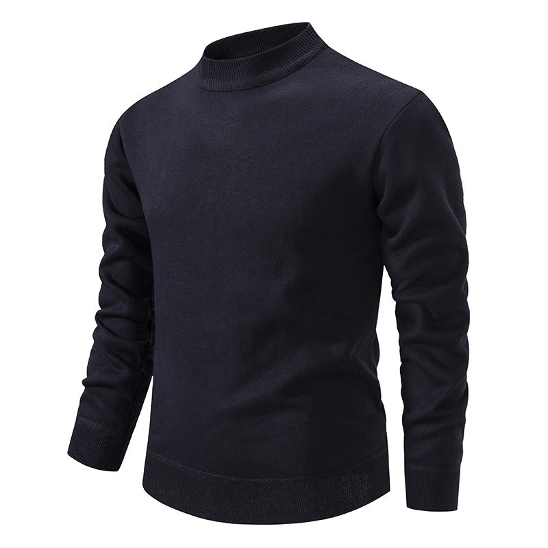Men's Thickened Fleece-Lined Crew Neck Knit Sweater Autumn Winter