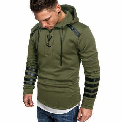 Heren hoodie met leren details