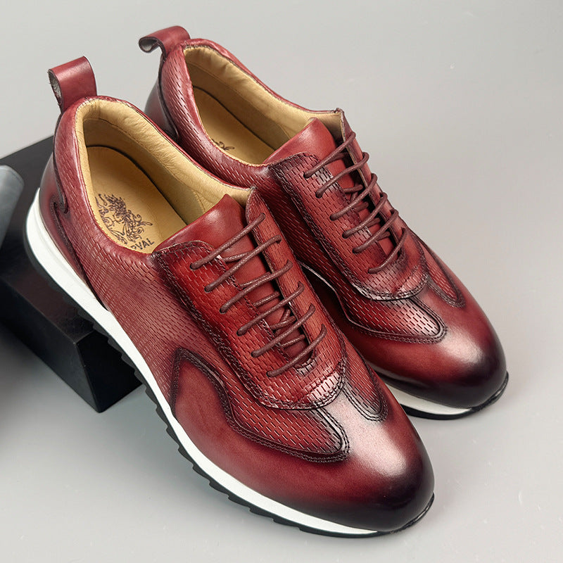 First-Layer Cowhide High-End Business Leather Shoes for Men, British Style Genuine Leather Men's Leather Shoes, Casual Moral Training Shoes, Increased Height and Non-Slip