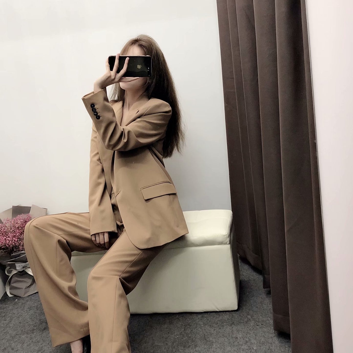 Dames Slim High-waist Flared Pantalon