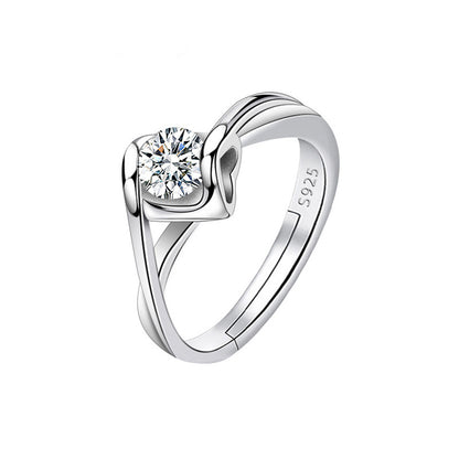 Adjustable Cubic Zirconia Ring Women Classic Six Claw Design