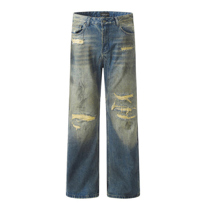 Scratching ripped jeans
