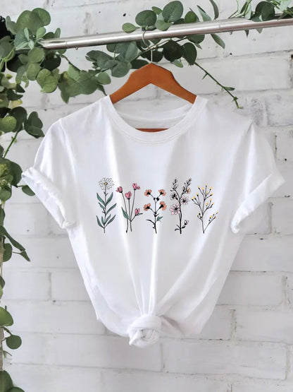 Round neck floral print top