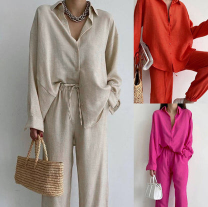 Summer European and American women's clothing temperament commuting loose shirt fashion casual suit