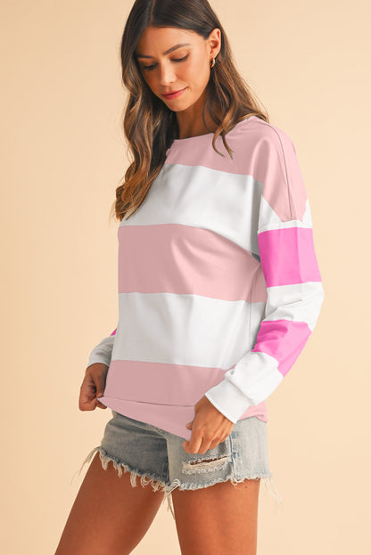 Sweatshirt met kleurblokken verlaagde schouders en lange mouwen