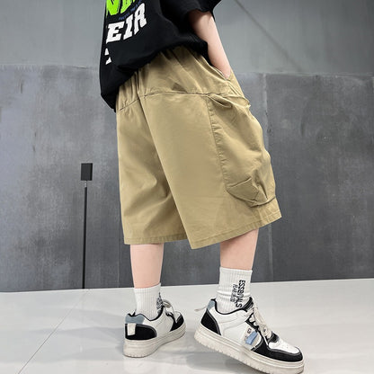 Casual Cargo Shorts for Boys Lightweight Mid-Length Pants Kids' Clothing