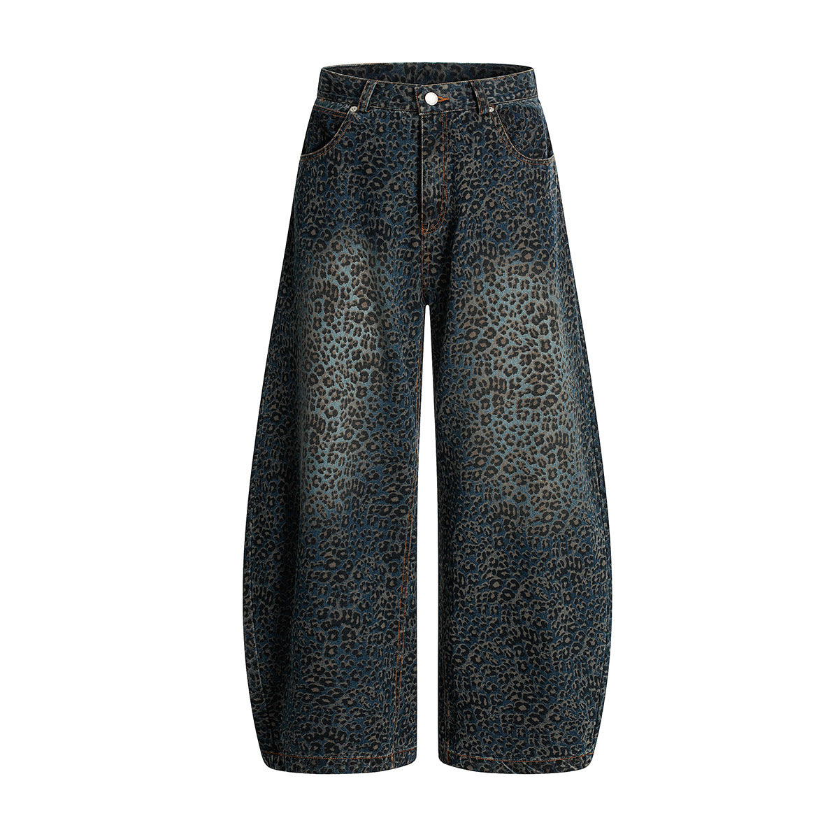 Trendy Leopard Print Wide-Leg Jeans for Men