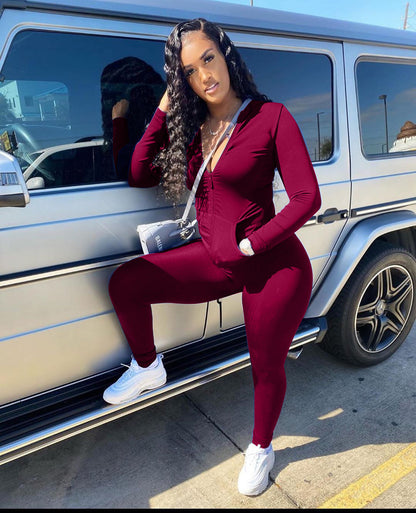 Casual tweedelig pak met rits en zakken