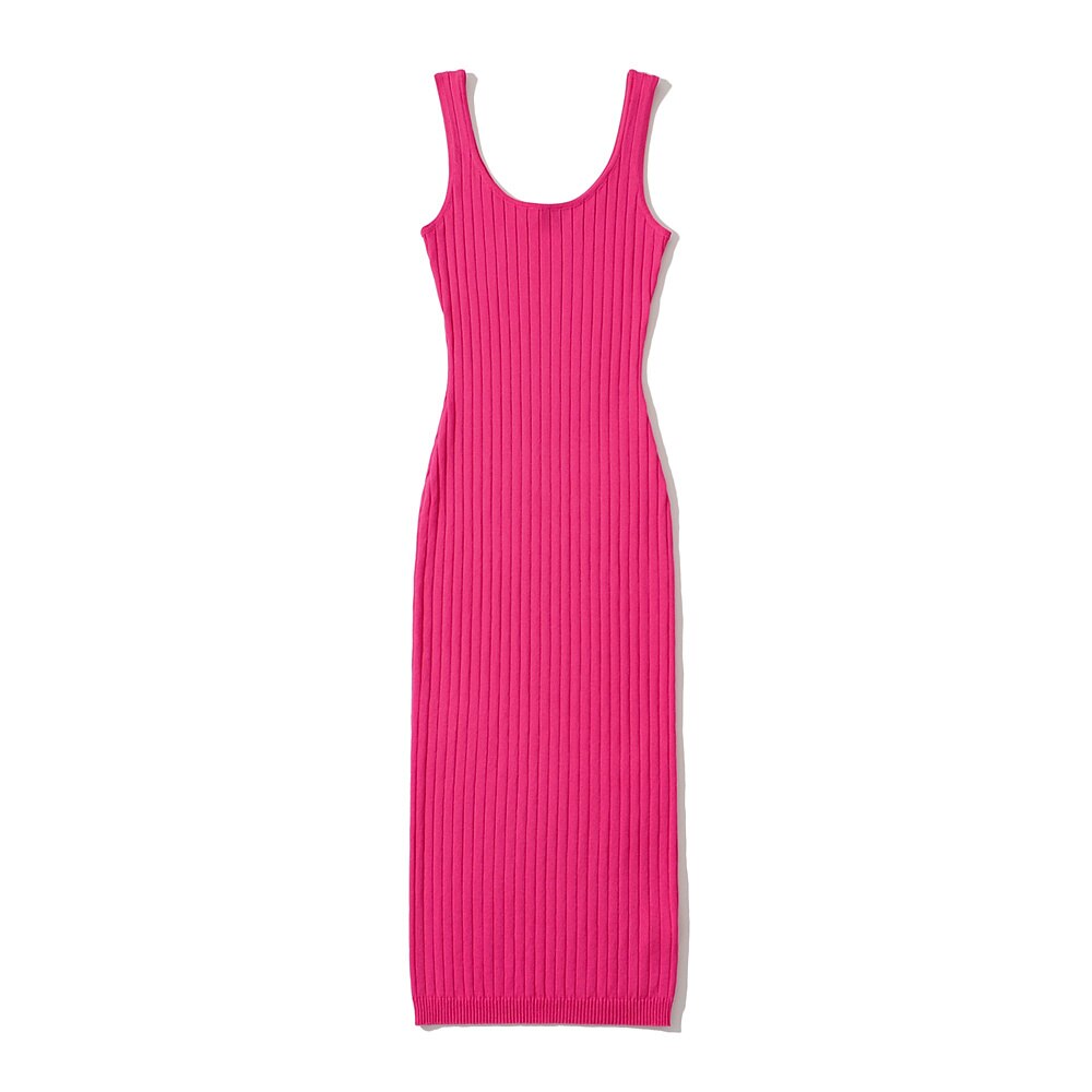 Zomerse casual geribde mouwloze midi-jurk