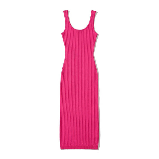 Zomerse casual geribde mouwloze midi-jurk