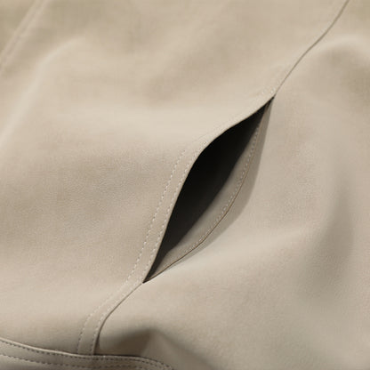 Solid color PU leather jacket