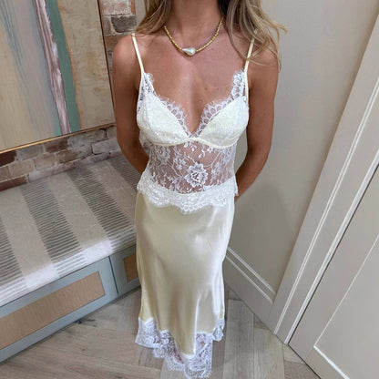 sexy strapless lace-embroidered long dress