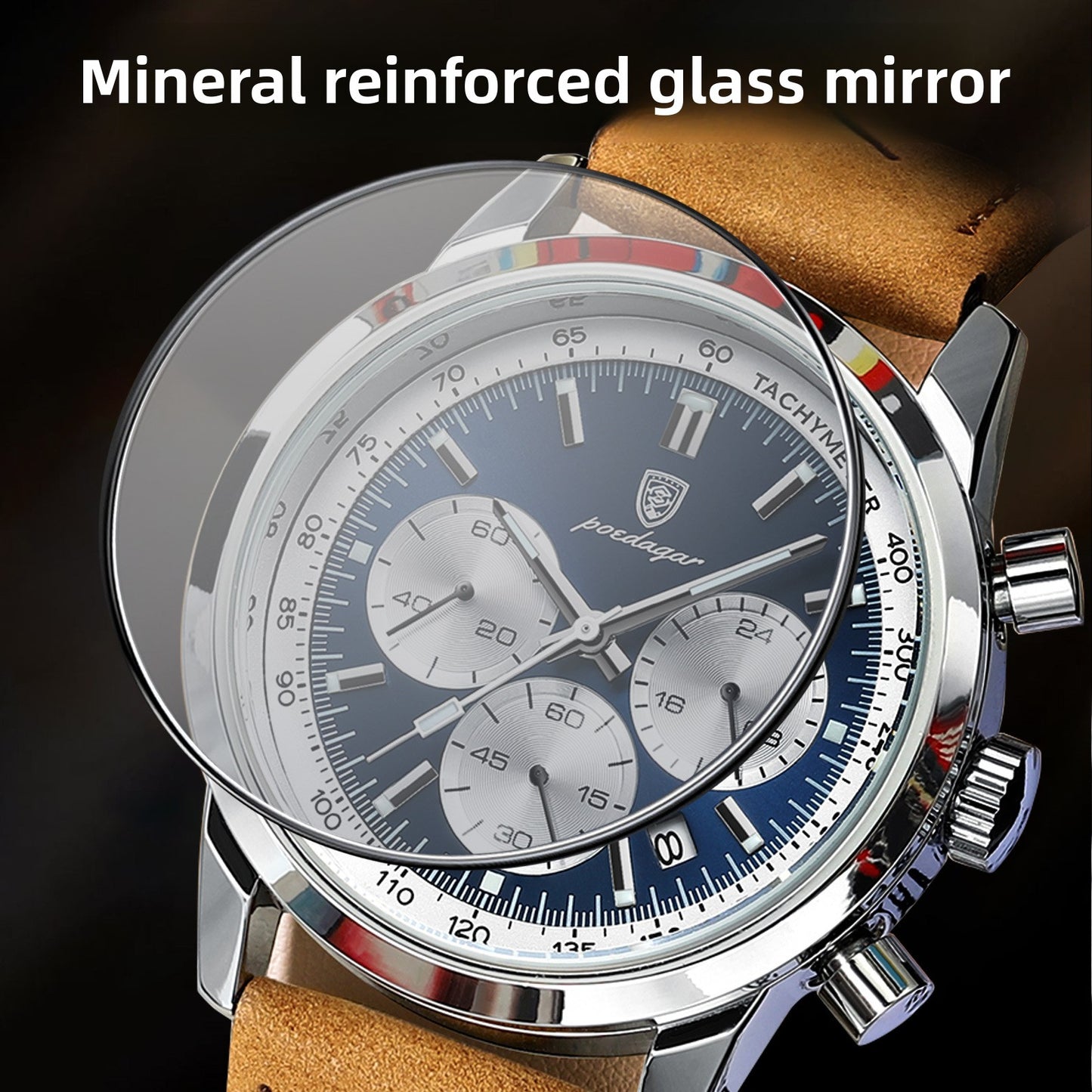 Men's Quartz Watch with Leather Strap