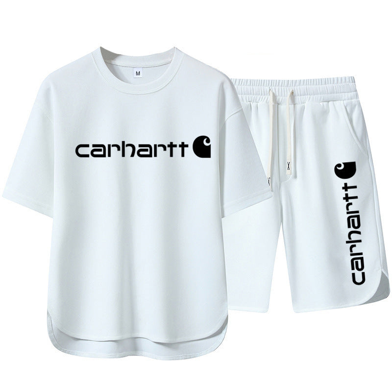 Summer Men's High-end Casual Sports Set Loose Fashion Versatile Shorts Round Neck Short Sleeve T-Shirt Two-piece Set
