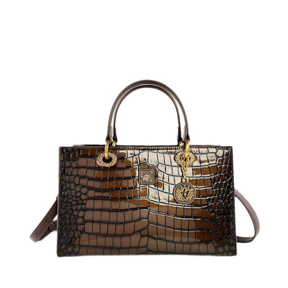 Leren vierkante handtas met crocoprint