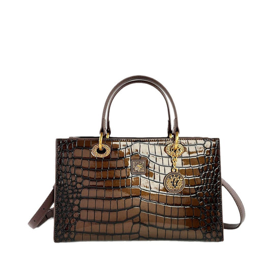Leren vierkante handtas met crocoprint