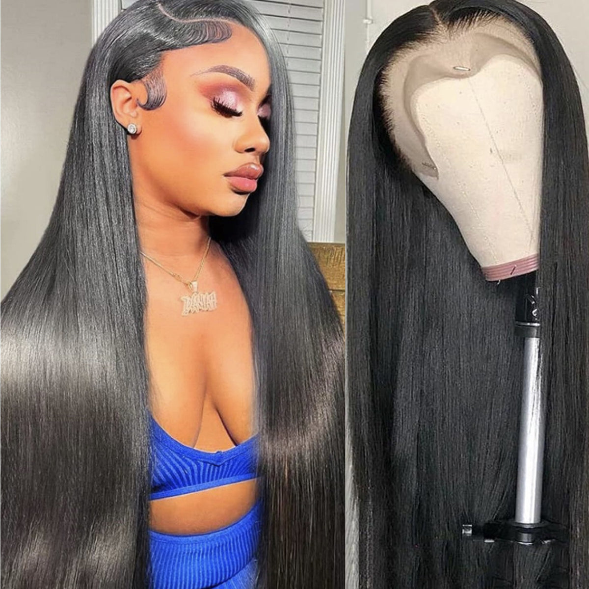 Long Straight Heat Resistant Synthetic Fiber Front Lace 13x4 Wig