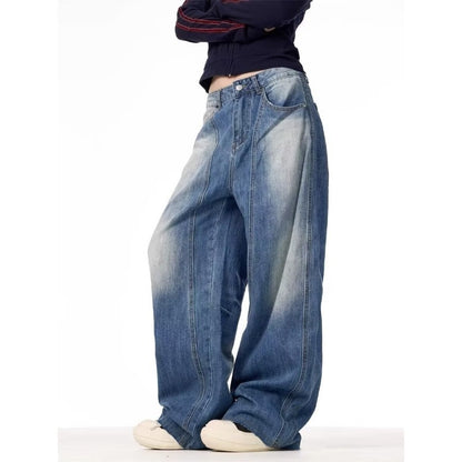 Amerikaanse retro wijde pijpen losse matchet jeans