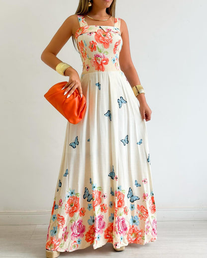 Summer Strapless Printed Vacation Dress
