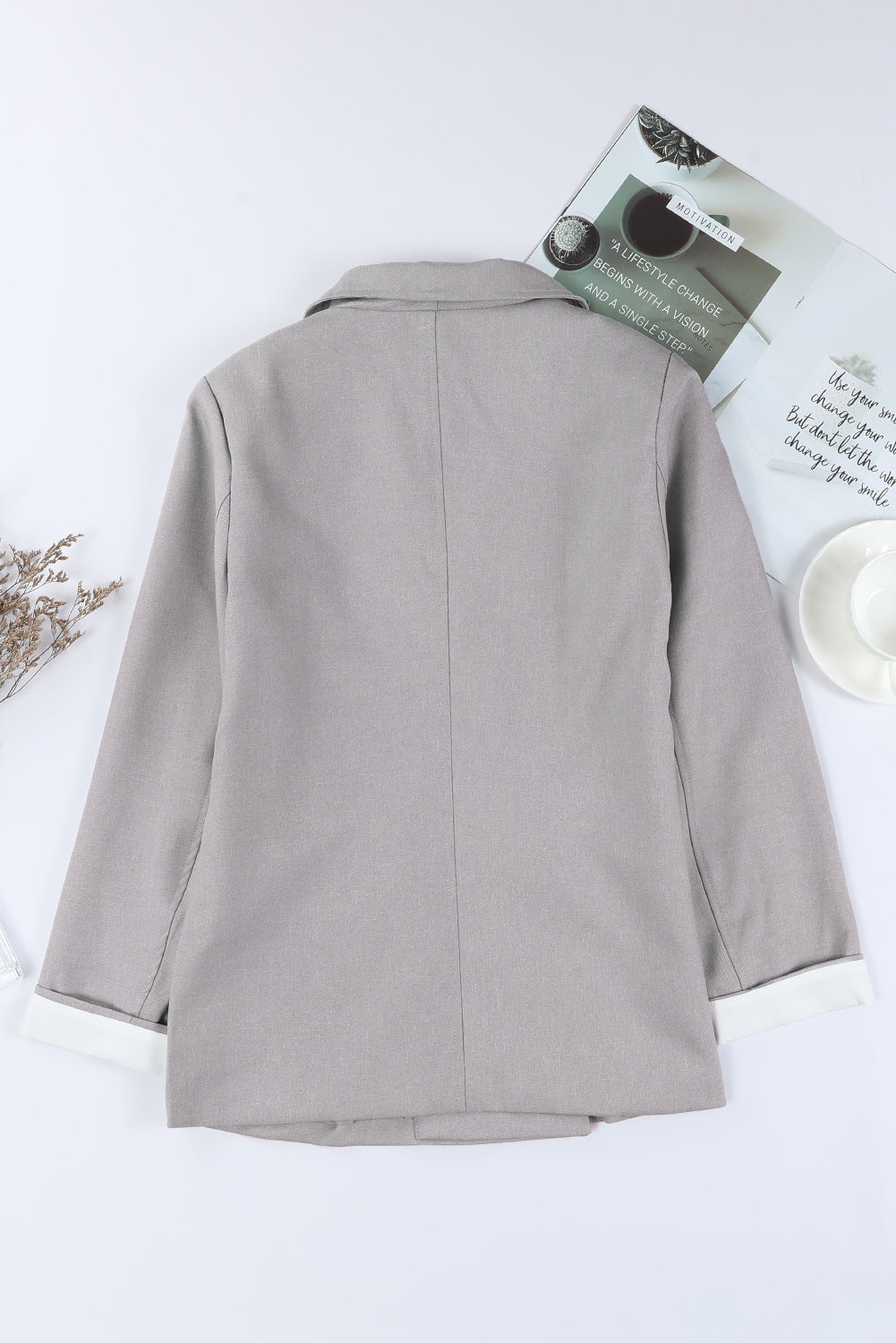 Apricot Buttoned Lapel Collar Blazer with Pocket