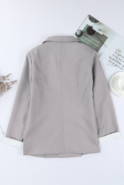 Apricot Buttoned Lapel Collar Blazer with Pocket