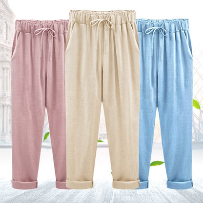Autumn new pants women's cotton and linen cropped pants