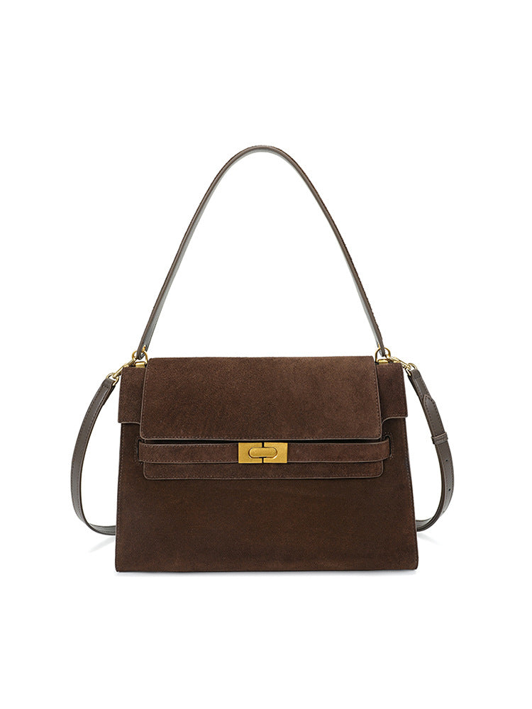 Retro Kelly-tas van echt leer met grote capaciteit