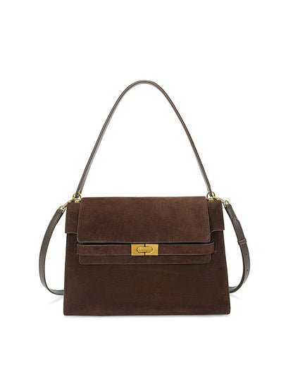 Retro Kelly-tas van echt leer met grote capaciteit