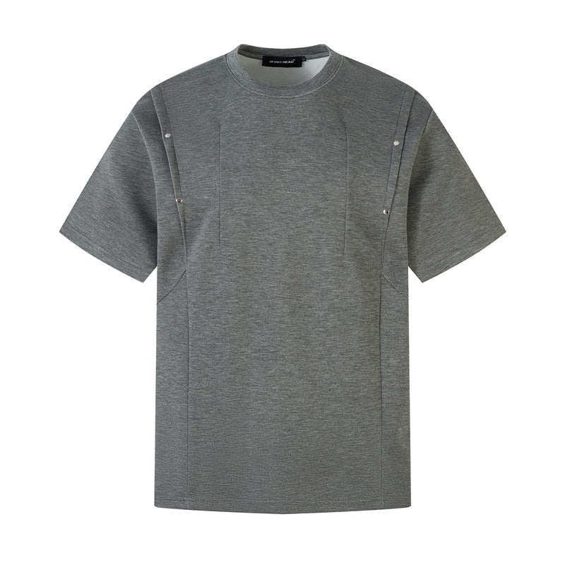 Casual short sleeved T-shirt men's and women's summer rivet top