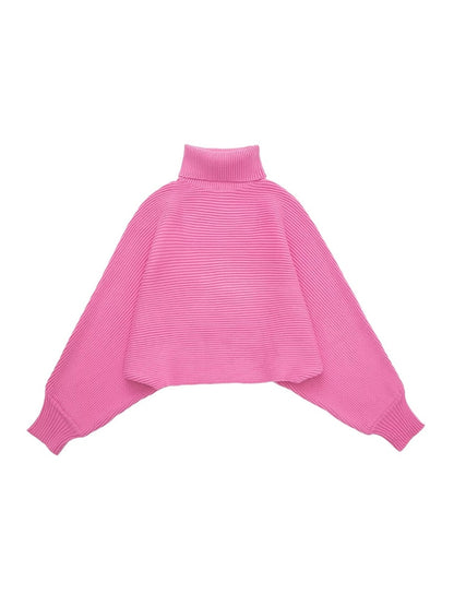 Women Fashion Loose Turtleneck Knit Sweater And High Elastic Waist A Line Mini Skirts Female Two Piece Sets