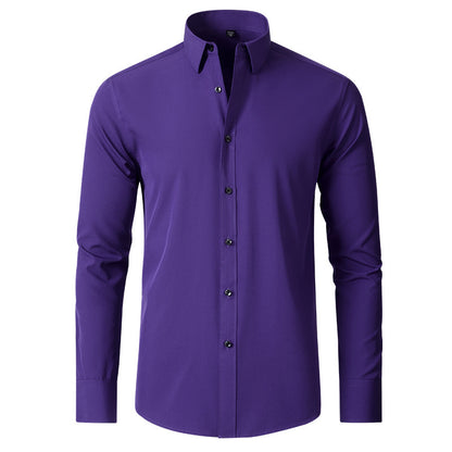 Cotton Long Sleeve Shirt Men's Stretch Non-Iron Dress Shirt  Size Business Casual Shirt