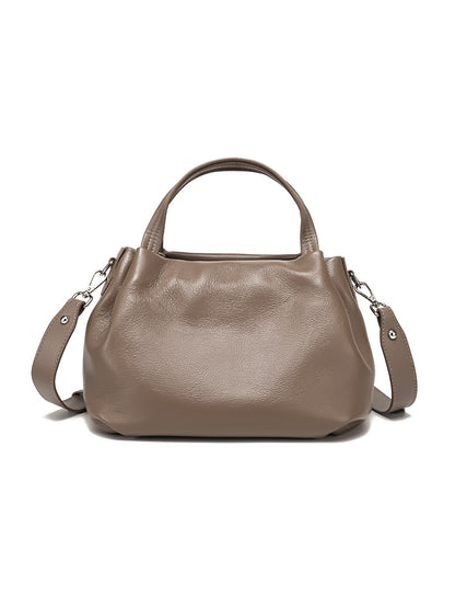 Womens Pleated Cowhide Crossbody Tote Bag