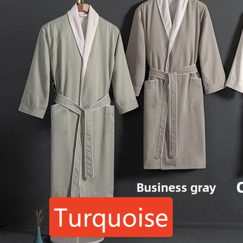 Unisex Long Hotel Bathrobe Double-Layer Gabardine
