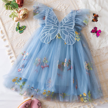 Girls Butterfly Wing Mesh Dress